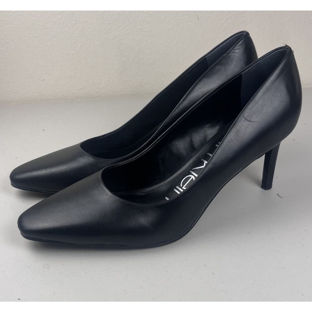 Calvin Klein Women’s Black Leather Pumps Classic Heels Size 8M